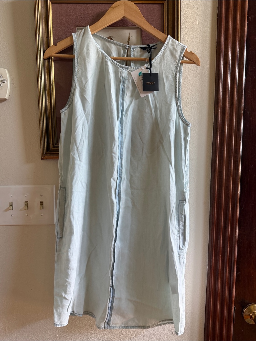 1250C Sleeveless Light Blue Midi Shift Dress - Casual Women's Dress